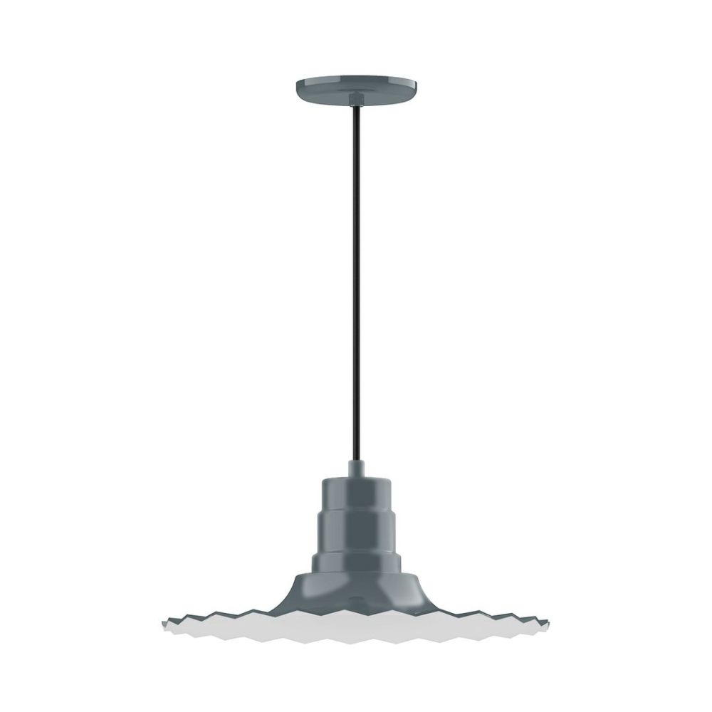 Montclair Lightworks PEB159-40-C16 16" Radial Shade, Pendant With Navy Mini Tweed Fabric Cord And Canopy, Slate Gray